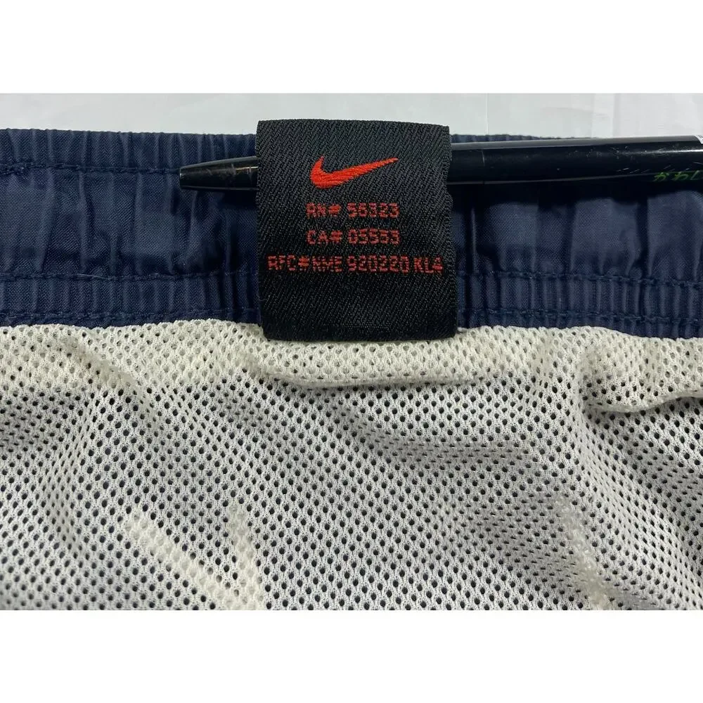 Vintage 90's Nike Stitched Logo Lined Swim Trunks Shorts Men's Large Blue Mesh